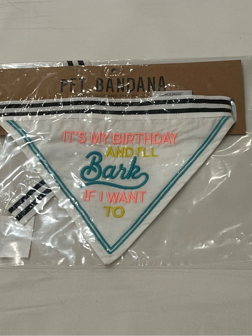 Birthday Pet Bandana - White "It's My Birthday and I'll Bark If I Want To”